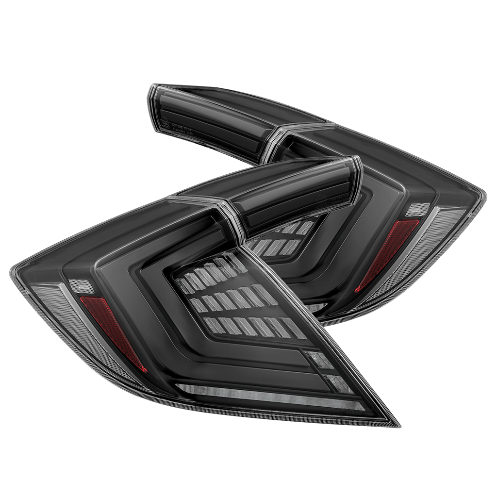 AlphaRex NOVA-Series Prismatic LED Tail Lights - Alpha-Black: 16-21 Honda Civic Hatchback