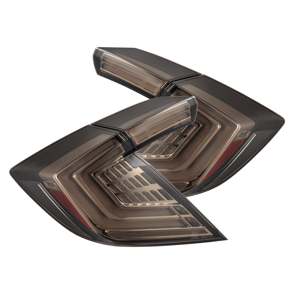 AlphaRex NOVA-Series Prismatic LED Tail Lights - Clear Smoke: 16-21 Honda Civic Hatchback