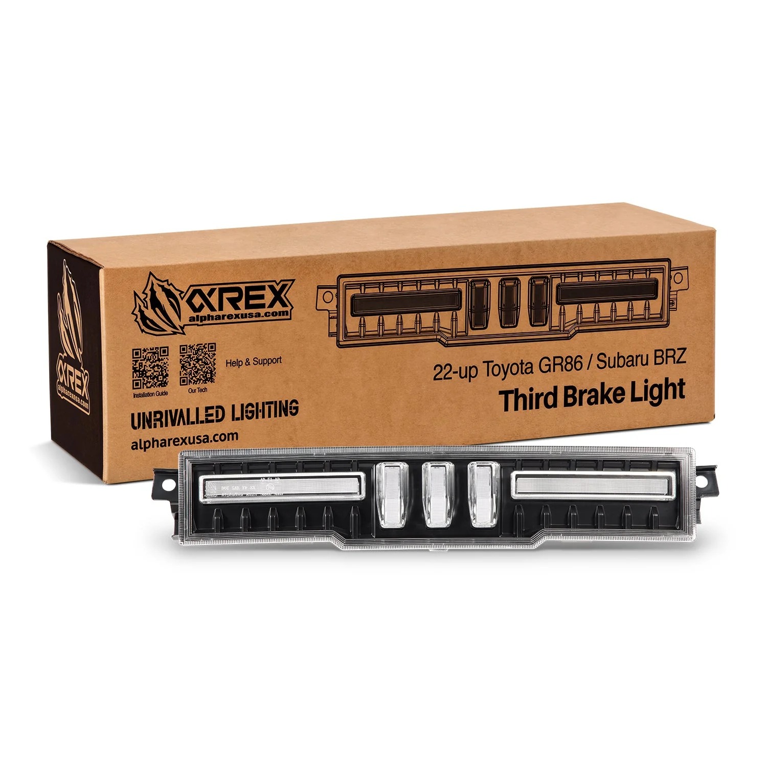 AlphaRex NOVA-Series Prismatic LED Fourth Brake Light - Black Clear: 21-26 Toyota GR86/Subaru BRZ