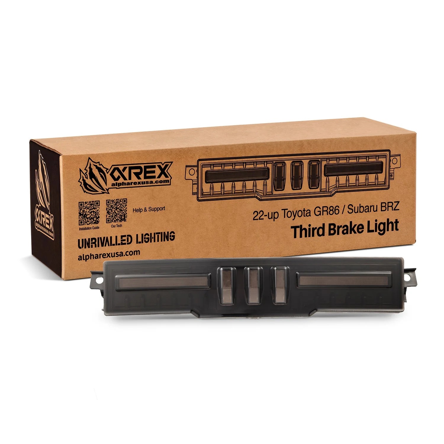 AlphaRex NOVA-Series Prismatic LED Fourth Brake Light - Black Smoke: 21-26 Toyota GR86/Subaru BRZ
